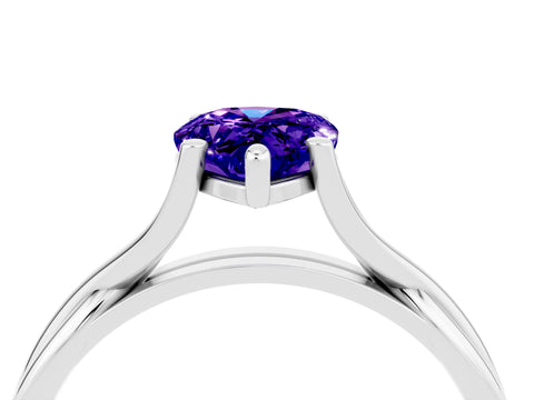White gold Pear Cut Tanzanite Solitaire Twist Band Prong Setting Ring_28