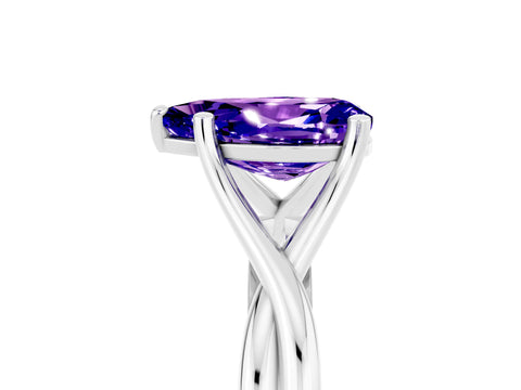 White gold Pear Cut Tanzanite Solitaire Twist Band Prong Setting Ring_29