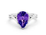 White gold Pear Cut Tanzanite Solitaire Twist Band Prong Setting Ring_36