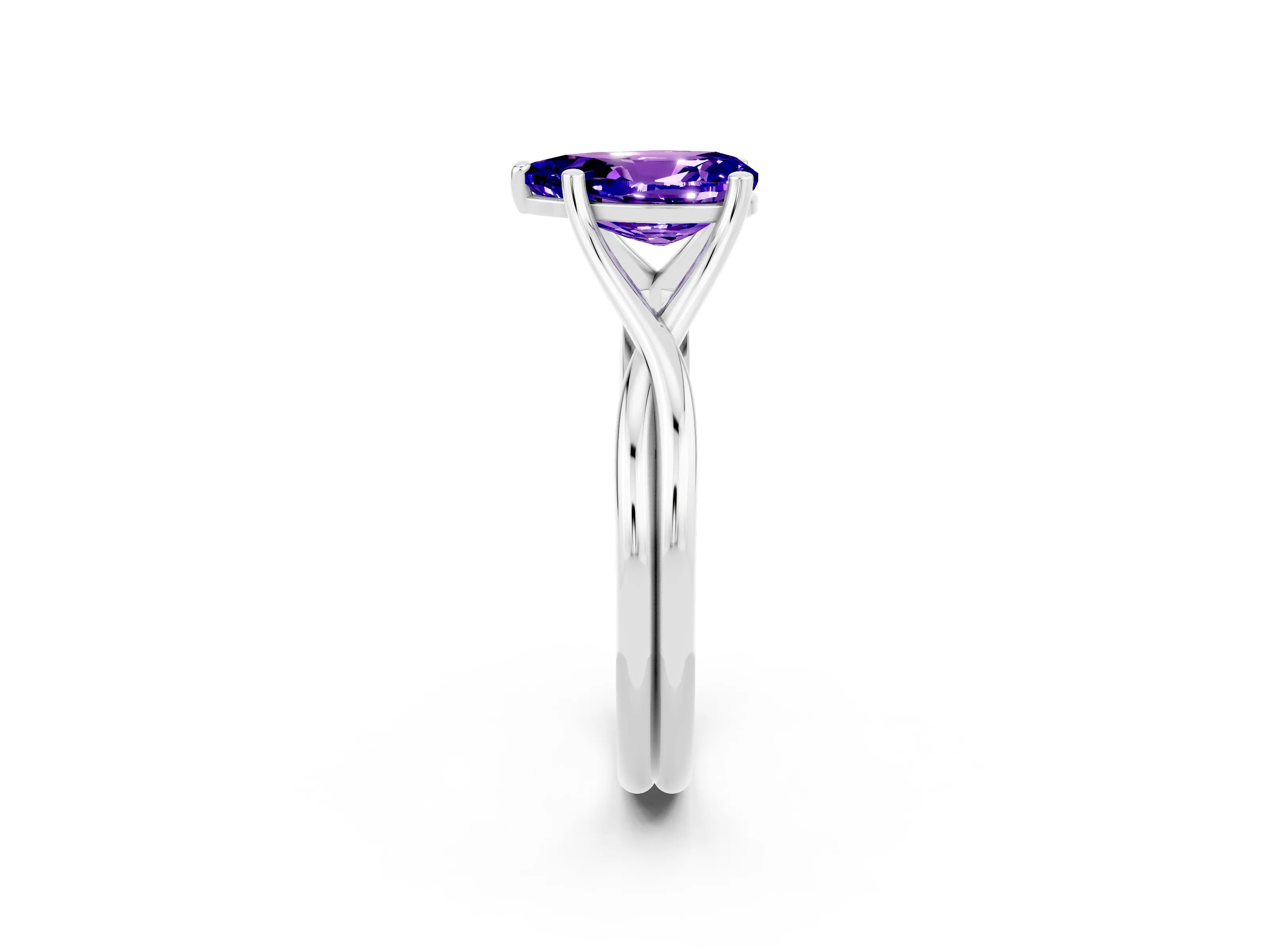 White gold Pear Cut Tanzanite Solitaire Twist Band Prong Setting Ring_38