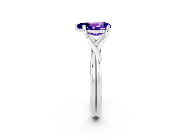Platinum Pear Cut Tanzanite Solitaire Twist Band Prong Setting Ring