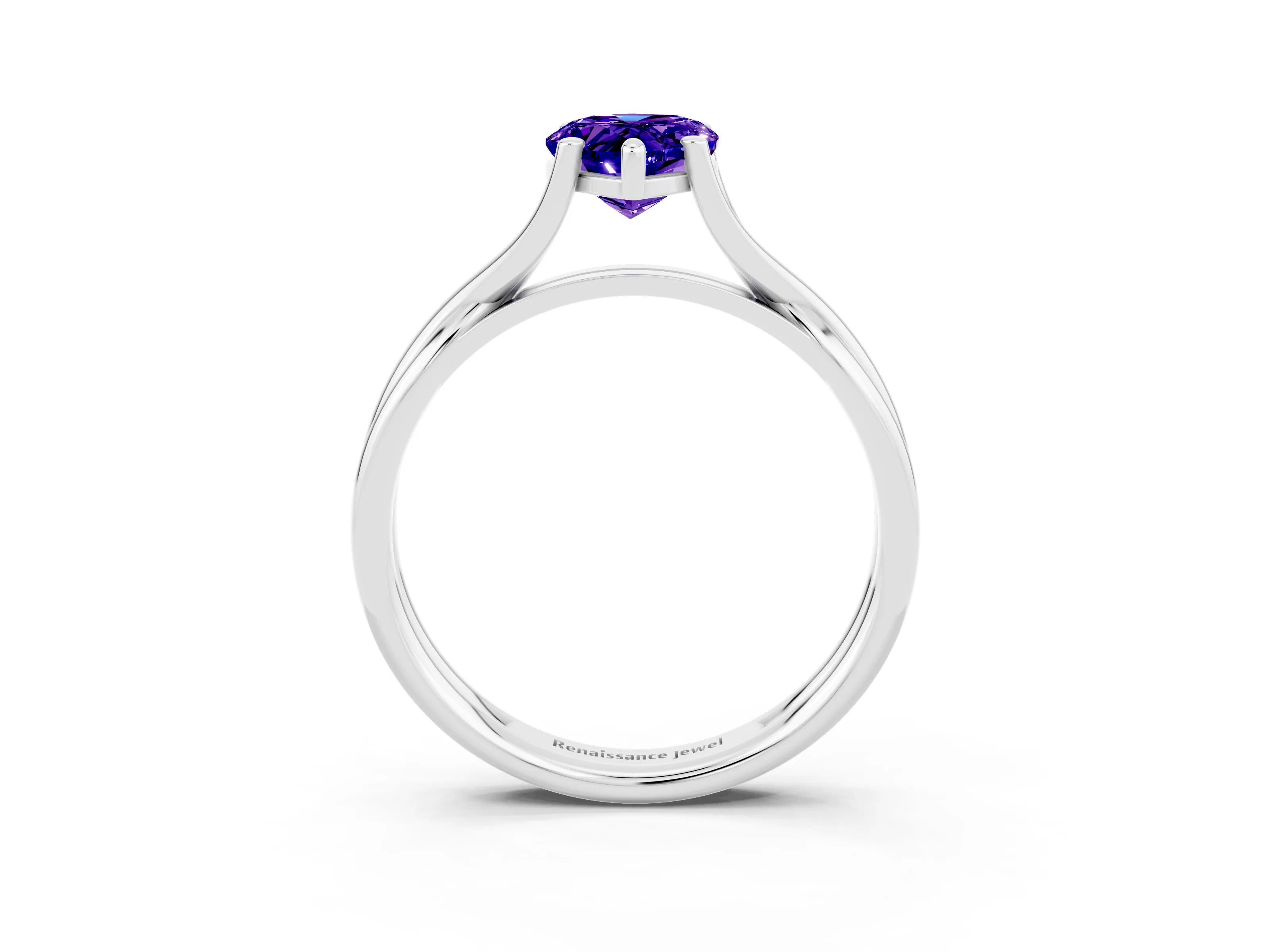 White gold Pear Cut Tanzanite Solitaire Twist Band Prong Setting Ring_39
