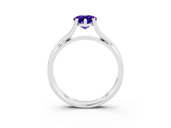 Silver Pear Cut Tanzanite Solitaire Twist Band Prong Setting Ring