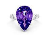 White gold Pear Cut Tanzanite Solitaire Twisted Band with Round  Accents and Prong Setting_12