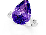 White gold Pear Cut Tanzanite Solitaire Twisted Band with Round  Accents and Prong Setting_13