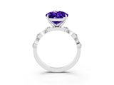 White gold Pear Cut Tanzanite Solitaire Twisted Band with Round  Accents and Prong Setting_15