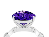 White gold Pear Cut Tanzanite Solitaire Twisted Band with Round  Accents and Prong Setting_16