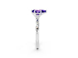 White gold Pear Cut Tanzanite Solitaire with Side Baguettes and Channel Set Band_2