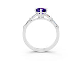 White gold Pear Cut Tanzanite Solitaire with Side Baguettes and Channel Set Band_3