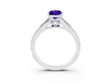 White gold Pear Cut Tanzanite Split Shank Engagement Ring with Pavé Band_3