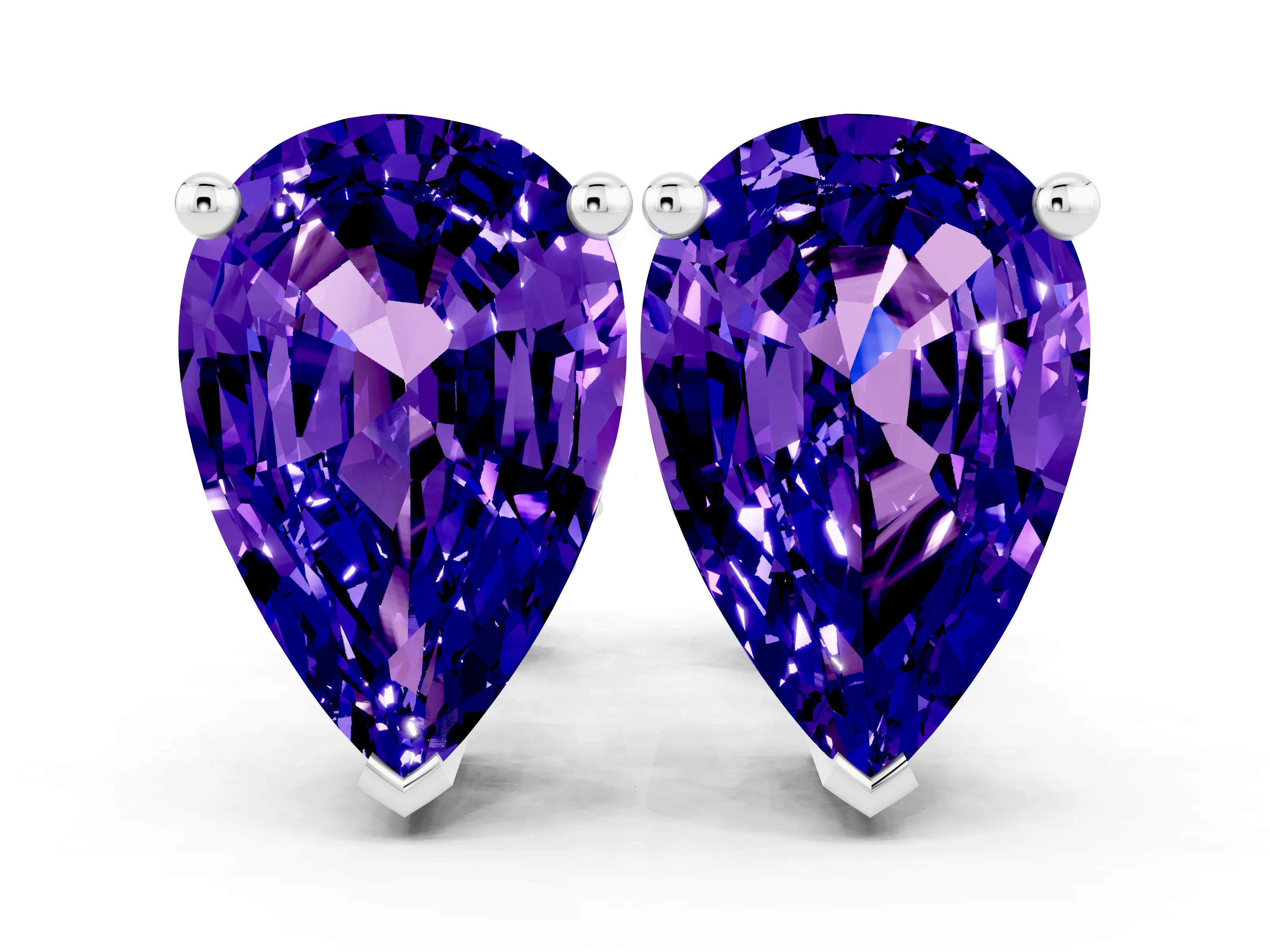 White gold Pear Cut Tanzanite Stud Earrings_18
