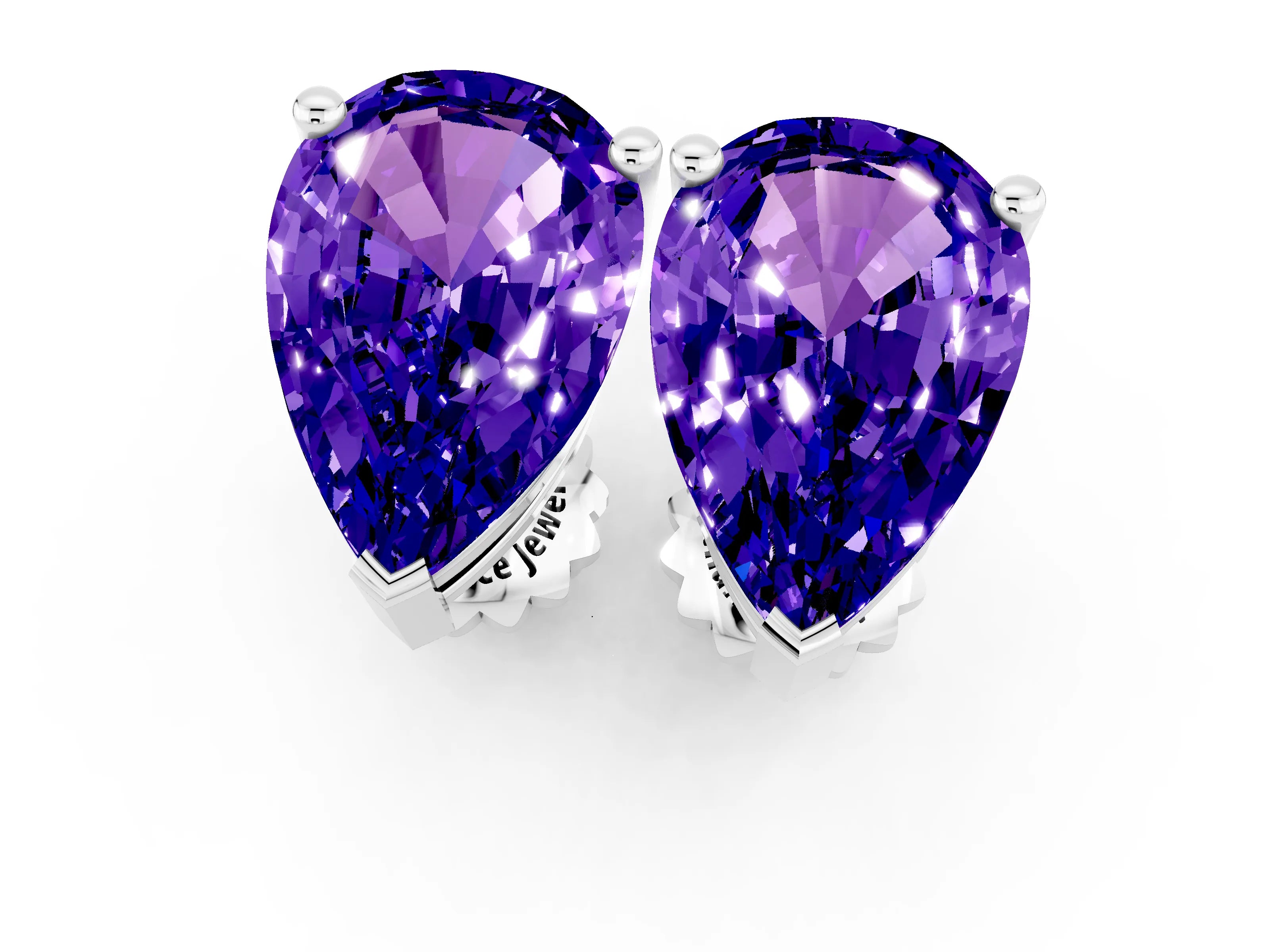 White gold Pear Cut Tanzanite Stud Earrings_19