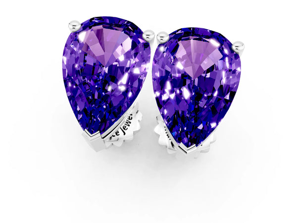 Silver Pear Cut Tanzanite Stud Earrings
