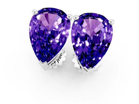White gold Pear Cut Tanzanite Stud Earrings_19