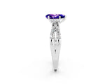 White gold Pear Cut Tanzanite Three-Stone Ring with Pavé Split Shank and Four-Prong Setting_14