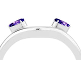 White gold Pear Cut Tanzanite Two-Stone Open Band Ring with Prong Setting_10