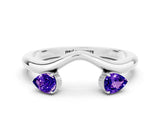 White gold Pear Cut Tanzanite Two-Stone Open Band Ring with Prong Setting_6