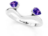 White gold Pear Cut Tanzanite Two-Stone Open Band Ring with Prong Setting_7