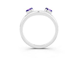 White gold Pear Cut Tanzanite Two-Stone Open Band Ring with Prong Setting_9