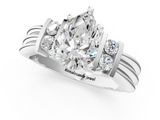 White gold Pear Cut Three-Stone Channel Set Ring with Bar Prongs_105