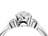 White gold Pear Cut Three-Stone Channel Set Ring with Bar Prongs_108