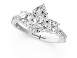 White gold Pear Cut Three-Stone Diamond Pavé Band with Prong Setting_15