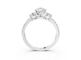 White gold Pear Cut Three-Stone Diamond Pavé Band with Prong Setting_20