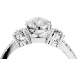 White gold Pear Cut Three-Stone Diamond Pavé Band with Prong Setting_21