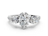 White gold Pear Cut Three-Stone Diamond Pave Band with Prong Setting_106