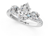 White gold Pear Cut Three-Stone Diamond Pave Band with Prong Setting_107