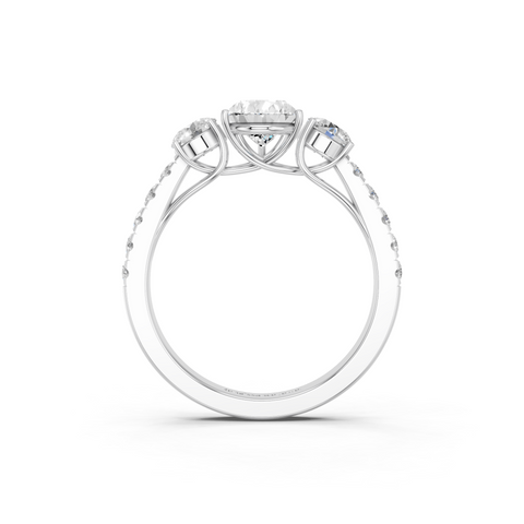 White gold Pear Cut Three-Stone Diamond Pave Band with Prong Setting_70