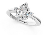 White gold Pear Cut Three-Stone Solitaire Ring with Round Accent Diamonds and Four-Prong Setting_50