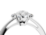 White gold Pear Cut Three-Stone Solitaire Ring with Round Accent Diamonds and Four-Prong Setting_53