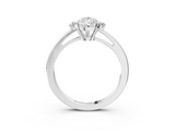 White gold Pear Cut Three-Stone Solitaire Ring with Round Accent Diamonds and Four-Prong Setting_61