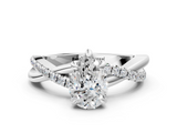 White gold Pear Cut Twist Band Solitaire Diamond Ring with Pavé Setting_38