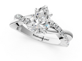 White gold Pear Cut Twist Band Solitaire Diamond Ring with Pavé Setting_39