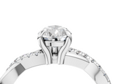 White gold Pear Cut Twist Band Solitaire Diamond Ring with Pavé Setting_42