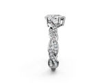 White gold Pear Cut Twisted Pavé Band Solitaire Ring with Four-Prong Setting_116