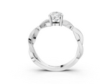White gold Pear Cut Twisted Pavé Band Solitaire Ring with Four-Prong Setting_117