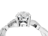 White gold Pear Cut Twisted Pavé Band Solitaire Ring with Four-Prong Setting_118