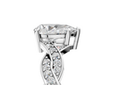 White gold Pear Cut Twisted Pavé Band Solitaire Ring with Four-Prong Setting_119