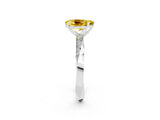 White gold Pear Cut Yellow Sapphire Engagement Ring with Side Stone Accents and Four-Prong Setting_26