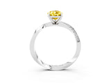 White gold Pear Cut Yellow Sapphire Engagement Ring with Side Stone Accents and Four-Prong Setting_27
