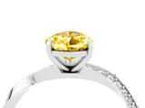 White gold Pear Cut Yellow Sapphire Engagement Ring with Side Stone Accents and Four-Prong Setting_28