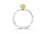 White gold Pear Cut Yellow Sapphire Engagement Ring with Side Stone Accents and Four-Prong Setting_54