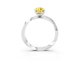 White gold Pear Cut Yellow Sapphire Engagement Ring with Side Stone Accents and Four-Prong Setting_75