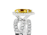 White gold Pear Cut Yellow Sapphire Halo Ring with Round Split Shank and Prong Setting_65