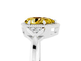 White gold Pear Cut Yellow Sapphire Halo Ring with Tapered Band and Four-Prong Setting_5