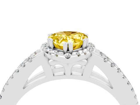 White gold Pear Cut Yellow Sapphire Halo Split Shank Engagement Ring_16
