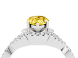 White gold Pear Cut Yellow Sapphire Halo Twist Band Solitaire Prong Setting Ring_28